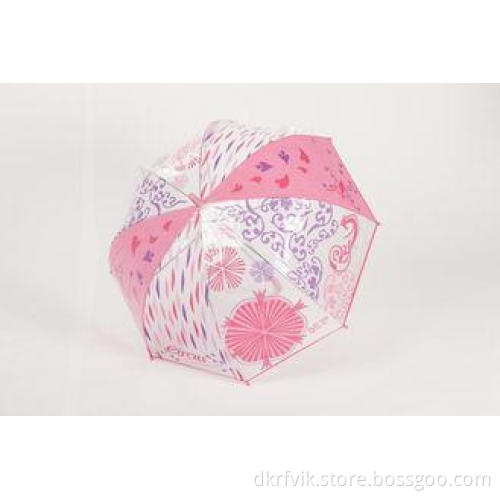 23" Pink Dome Kids Parasol Umbrellas , PVC Clear Umbrella F